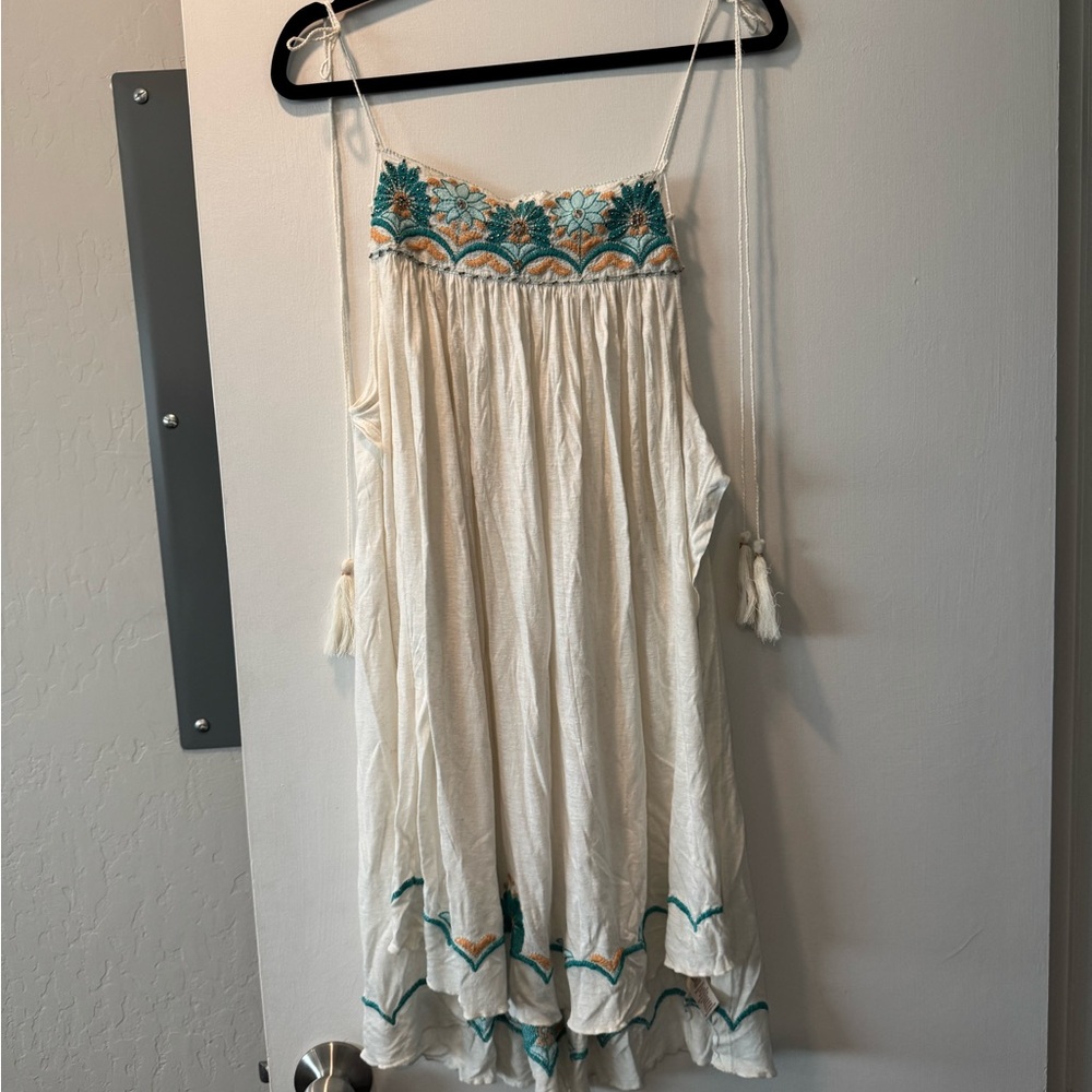 Free people Embroidered Boho Dress with Tassels